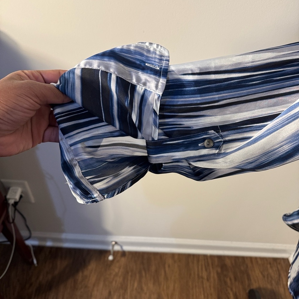 Jones New York Blue and Black Striped Shirt - Picture 5 of 6